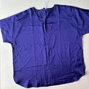 Eileen Fisher NWT Athena Washed Silk Organic Cotton Boxy shirt, sz. M